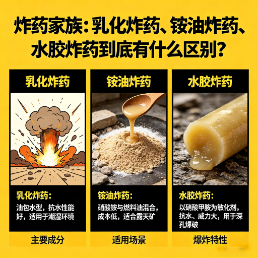 兴安炸药家族：乳化炸药、铵油炸药、水胶炸药到底有什么区别？